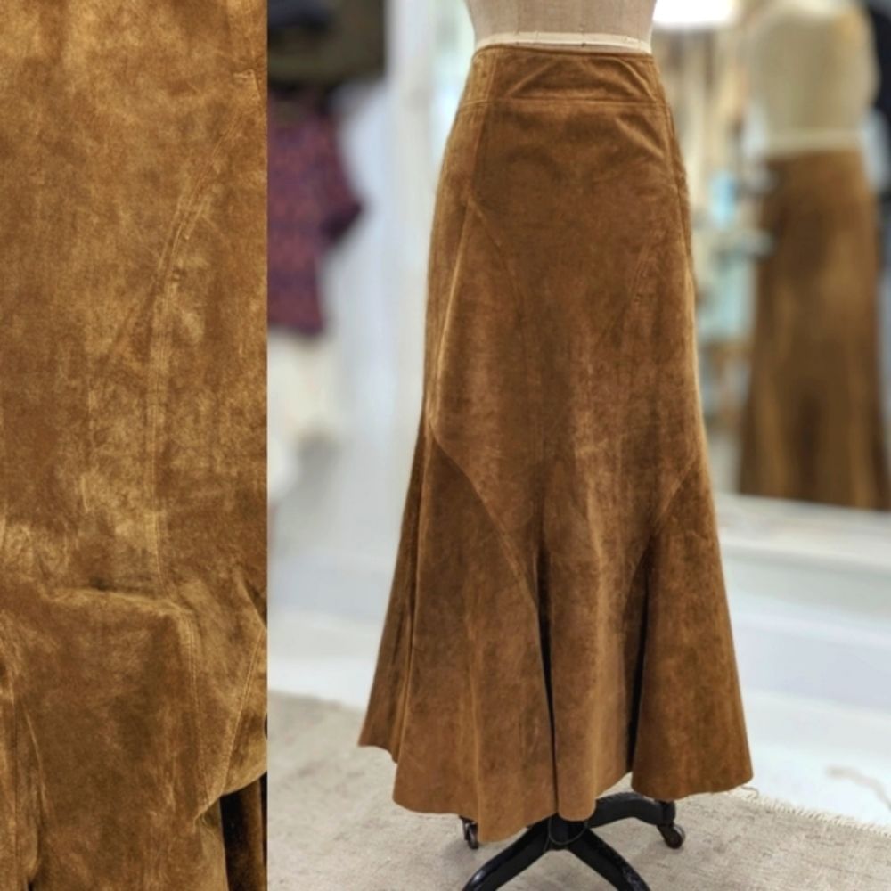 Danier Suede Leather Midi Skirt